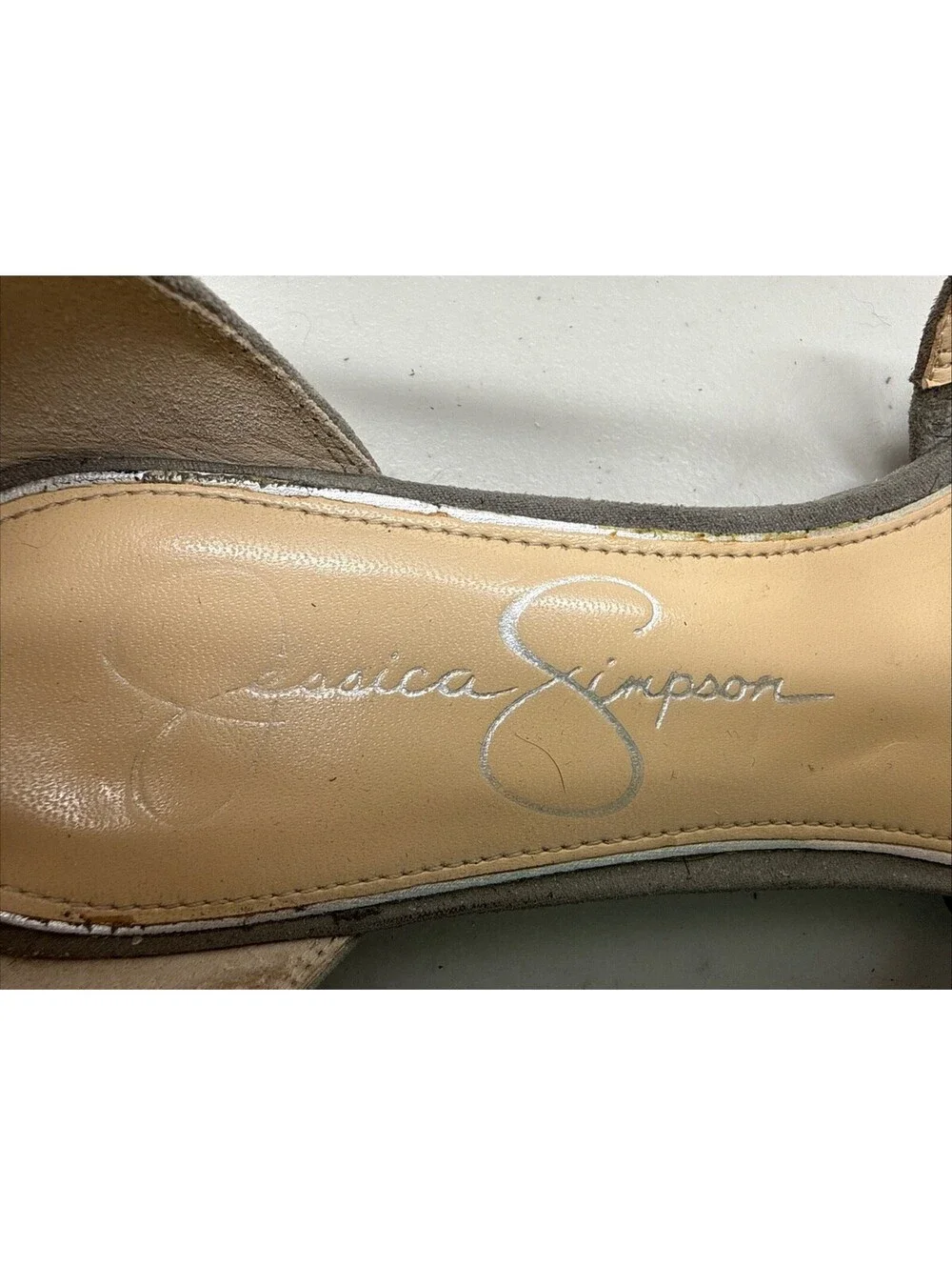 Jessica Simpson Zenka Grey Suede Womens 8B Pointed Toe Zip Back Strappy Ankles